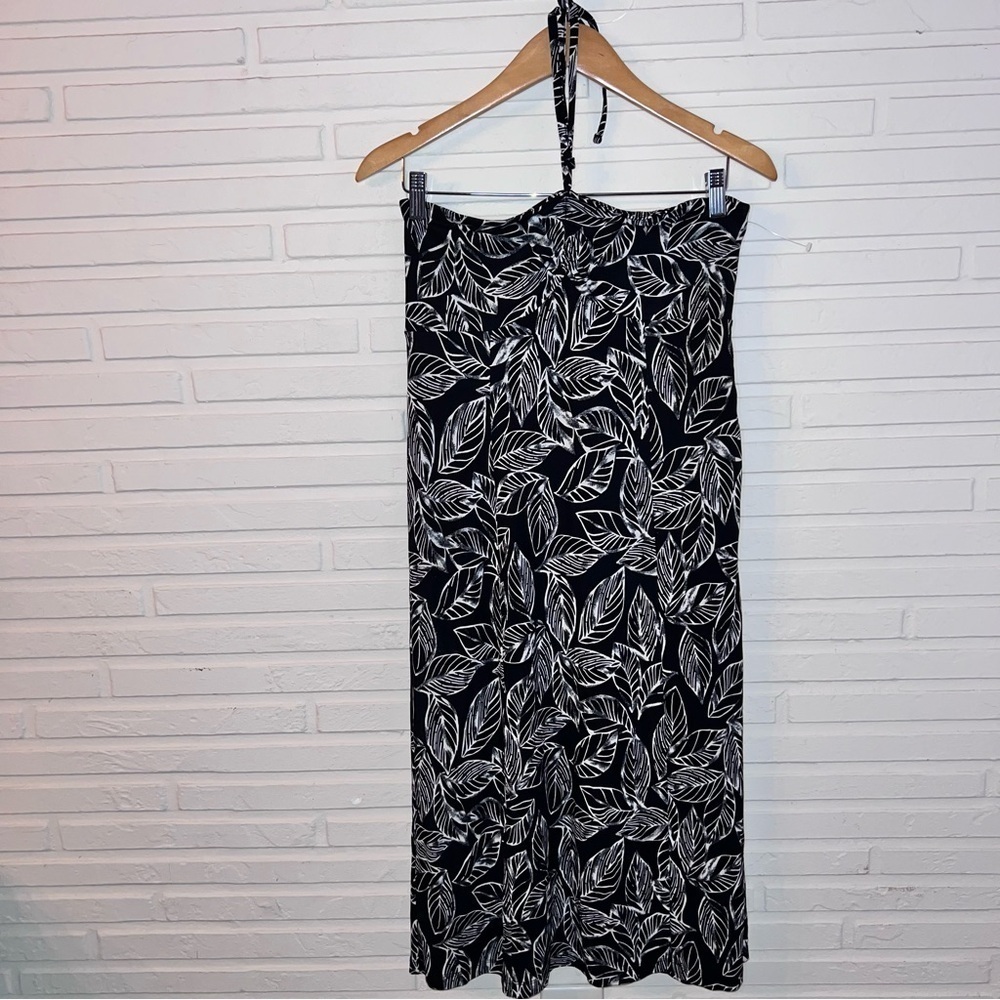 Casual Corner Black White Tropical Halter Neck Midi Dress, Women’s Size Medium